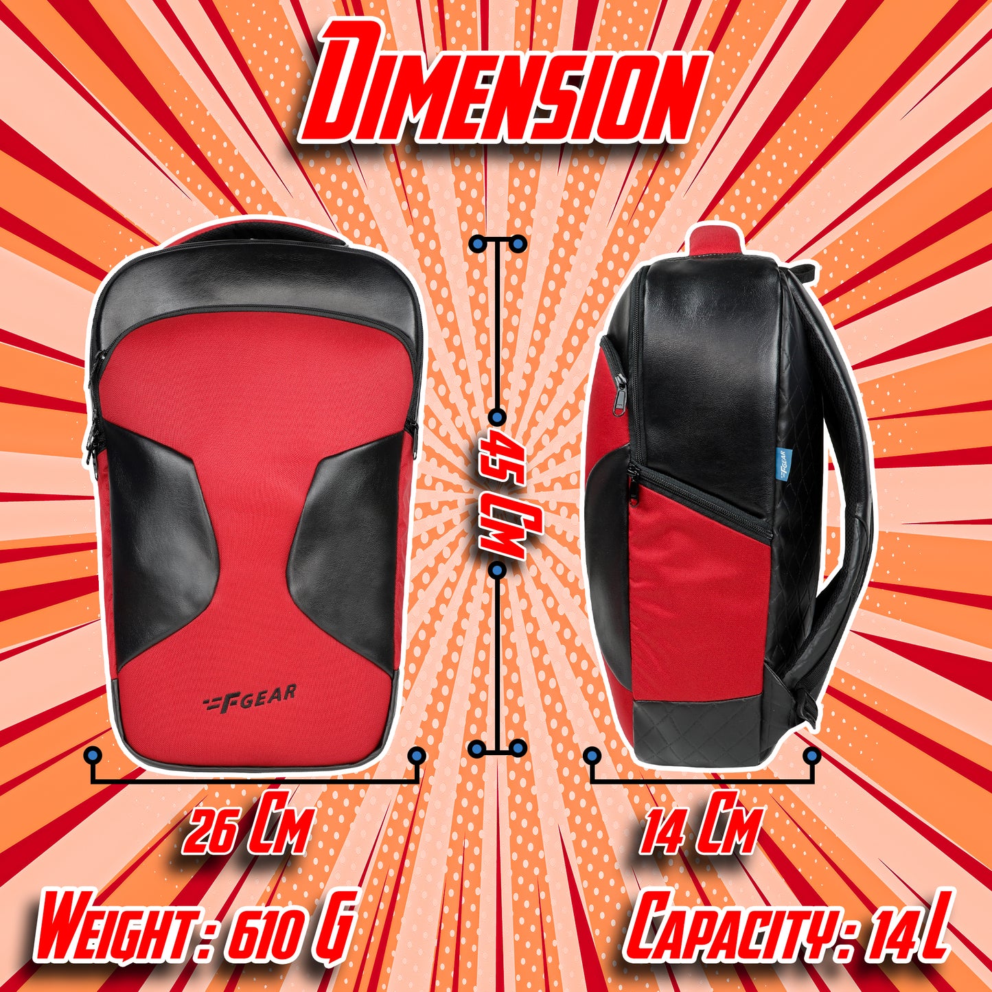 Dude 14L Red Laptop Backpack