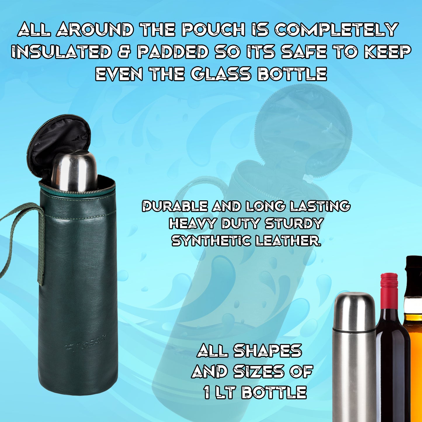 Glen 1.5L Olive Green Glass Bottle Holder Pouch