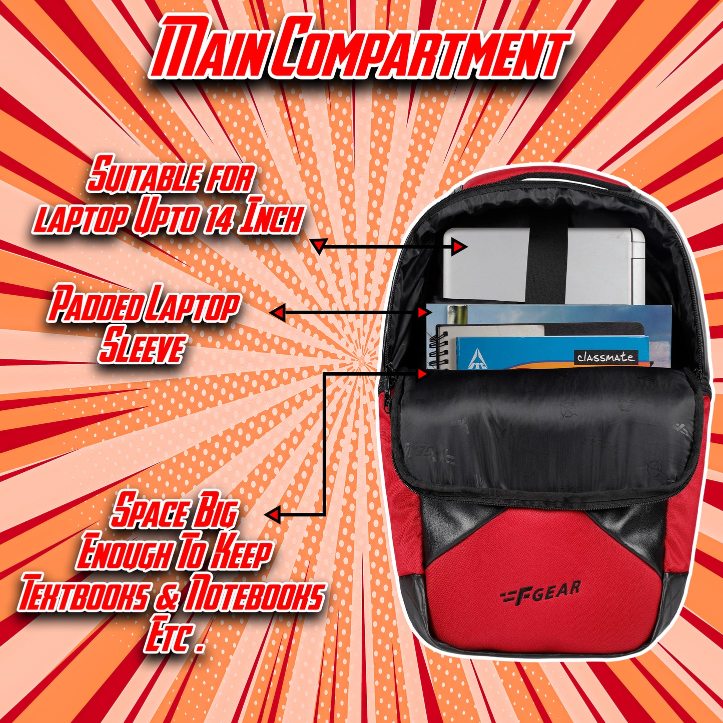 Dude 14L Red Laptop Backpack