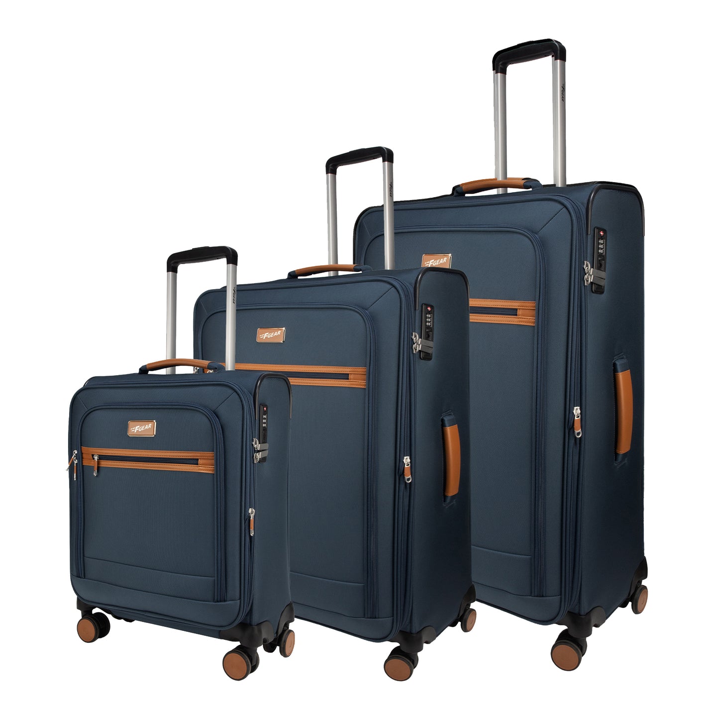 SoftAir Navy Set of 3 Suitcases