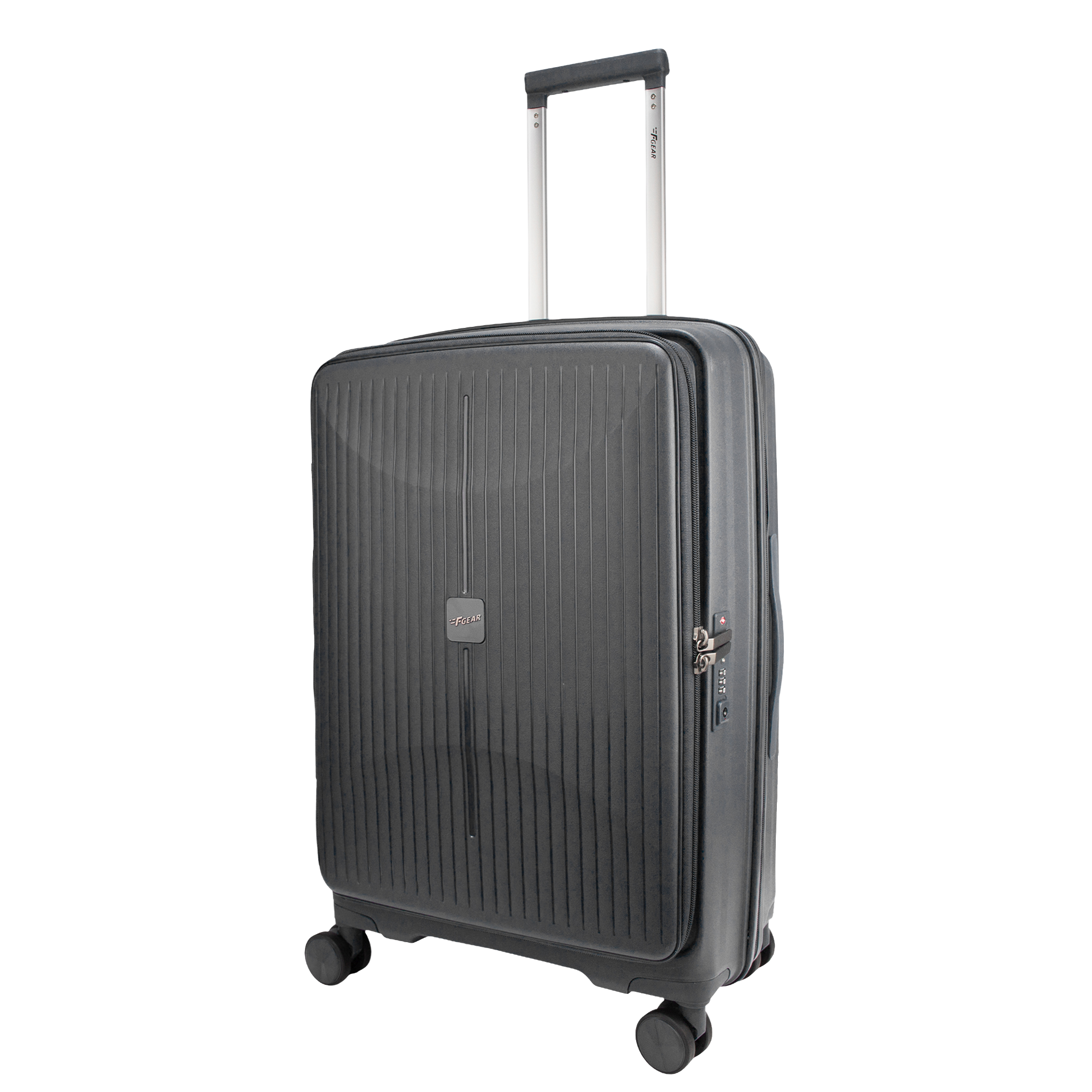 F Gear Myton Medium Front Opening Dark Grey Check-in Strolley