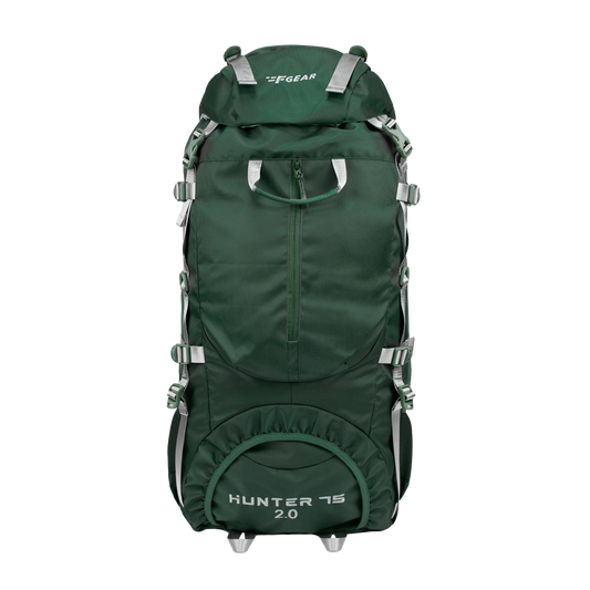 F Gear Hunter 75 2.0 Spruce Green 75L Rucksack Trekking Backpack with Inbuilt Rain Cover