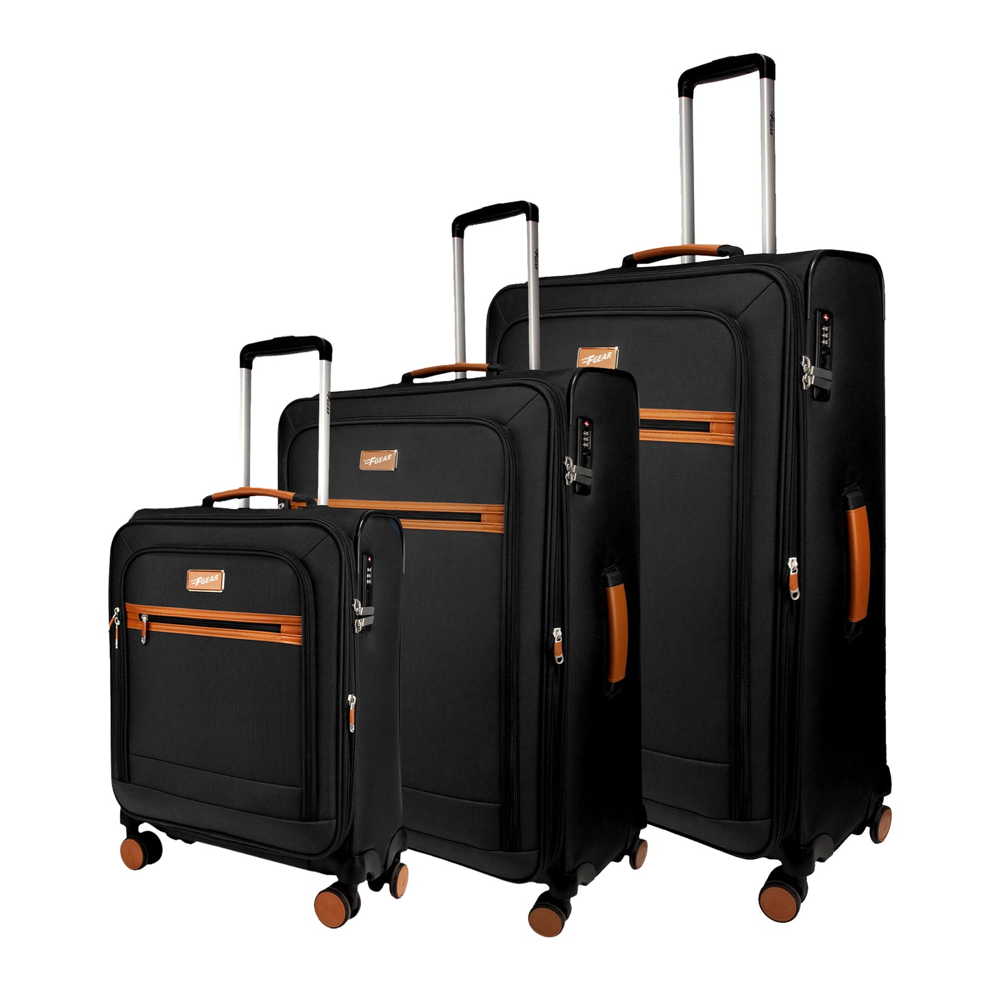 SoftAir Black Set of 3 Suitcases