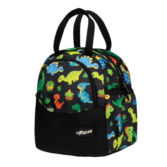 Cibo 9L Black Colourful Dino Lunch Bag