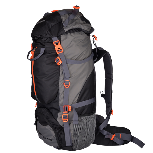 Hunter 75L Black Grey Diamond Rucksack with Raincover
