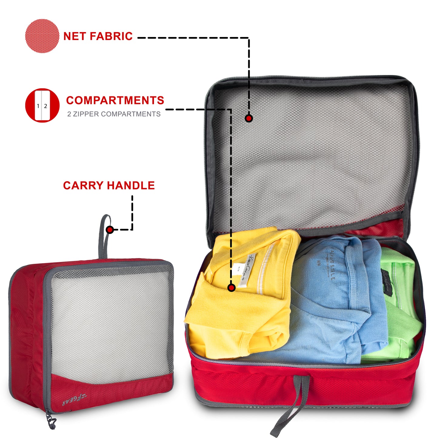 Organizy Medium Red Travel Packing Cube