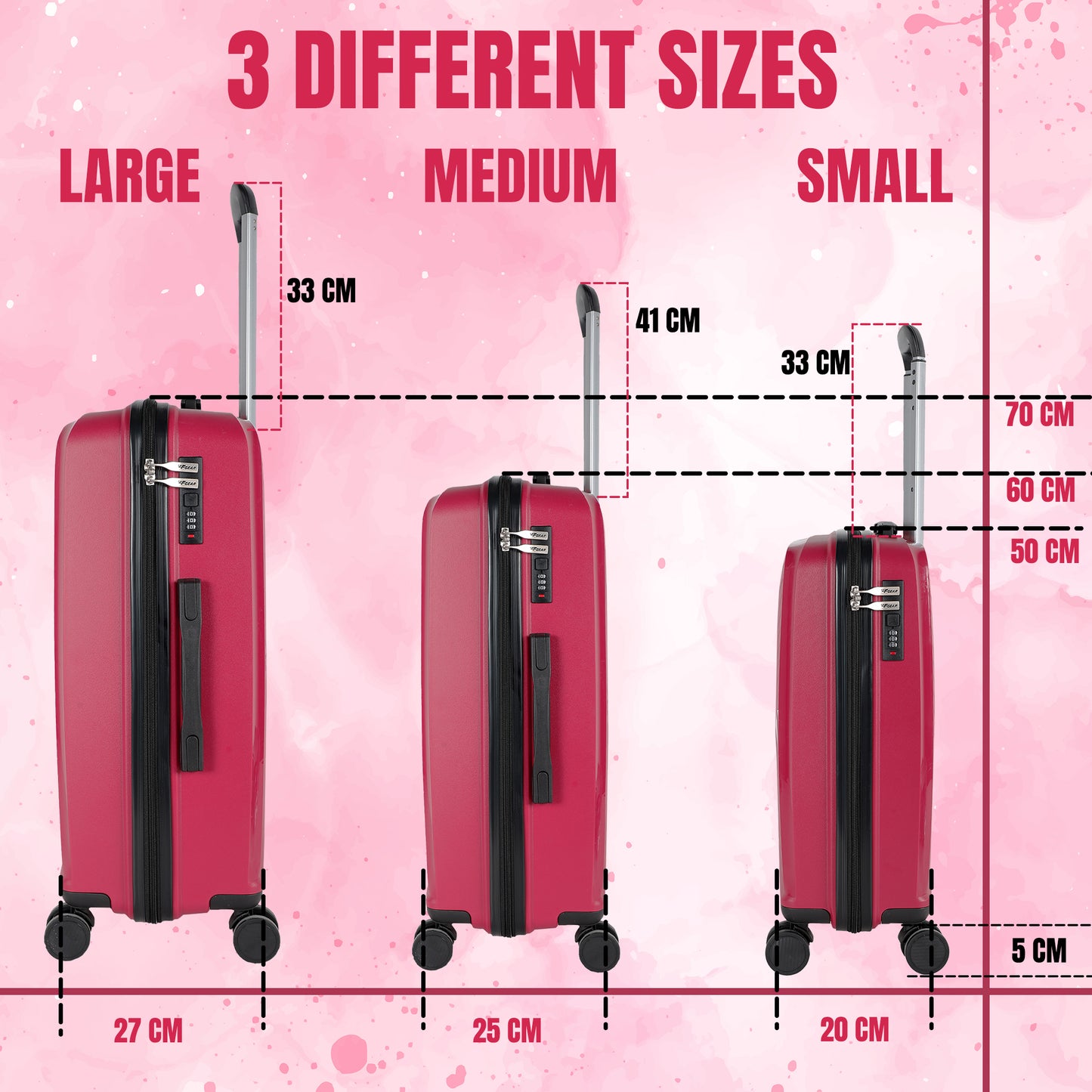Eagle PP03 Rosebud Suitcase Set of 3