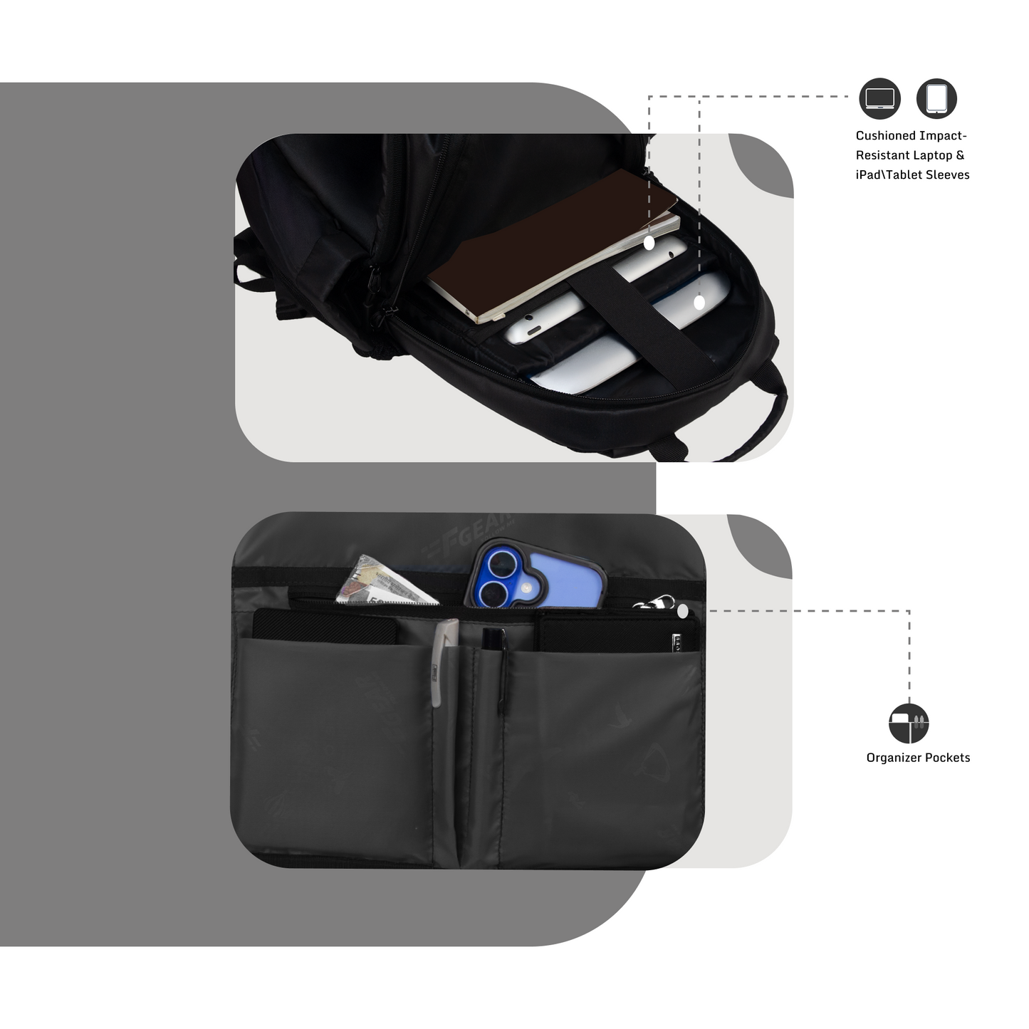 Balanzo 16L Black Laptop Backpack