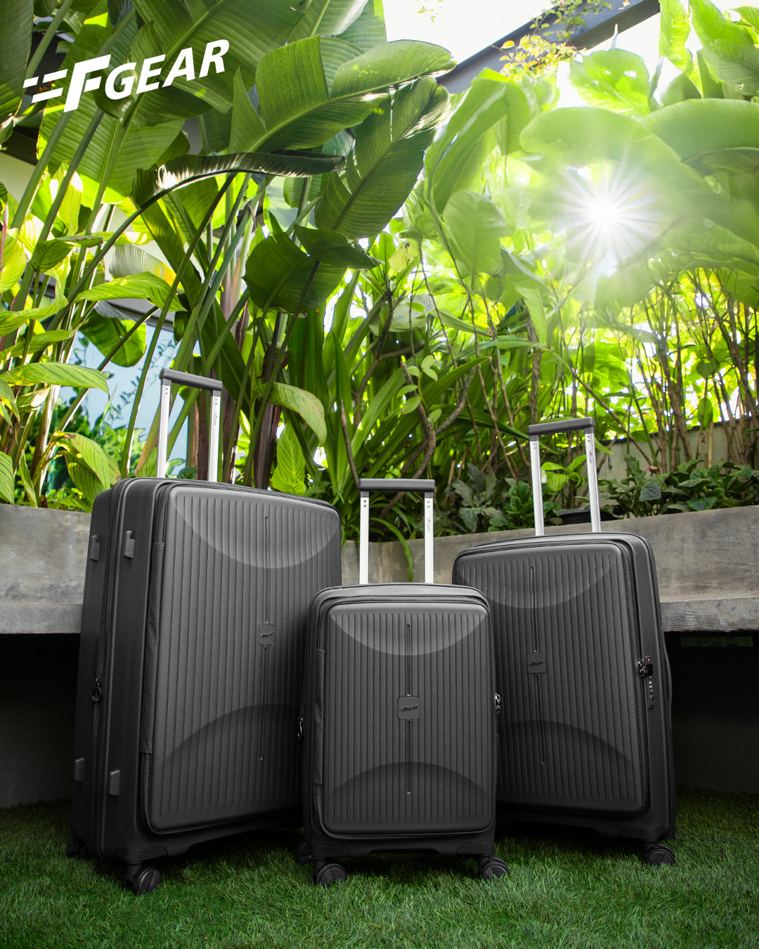 F Gear Myton Front Opening Dark Grey Set of 3 Suitcases