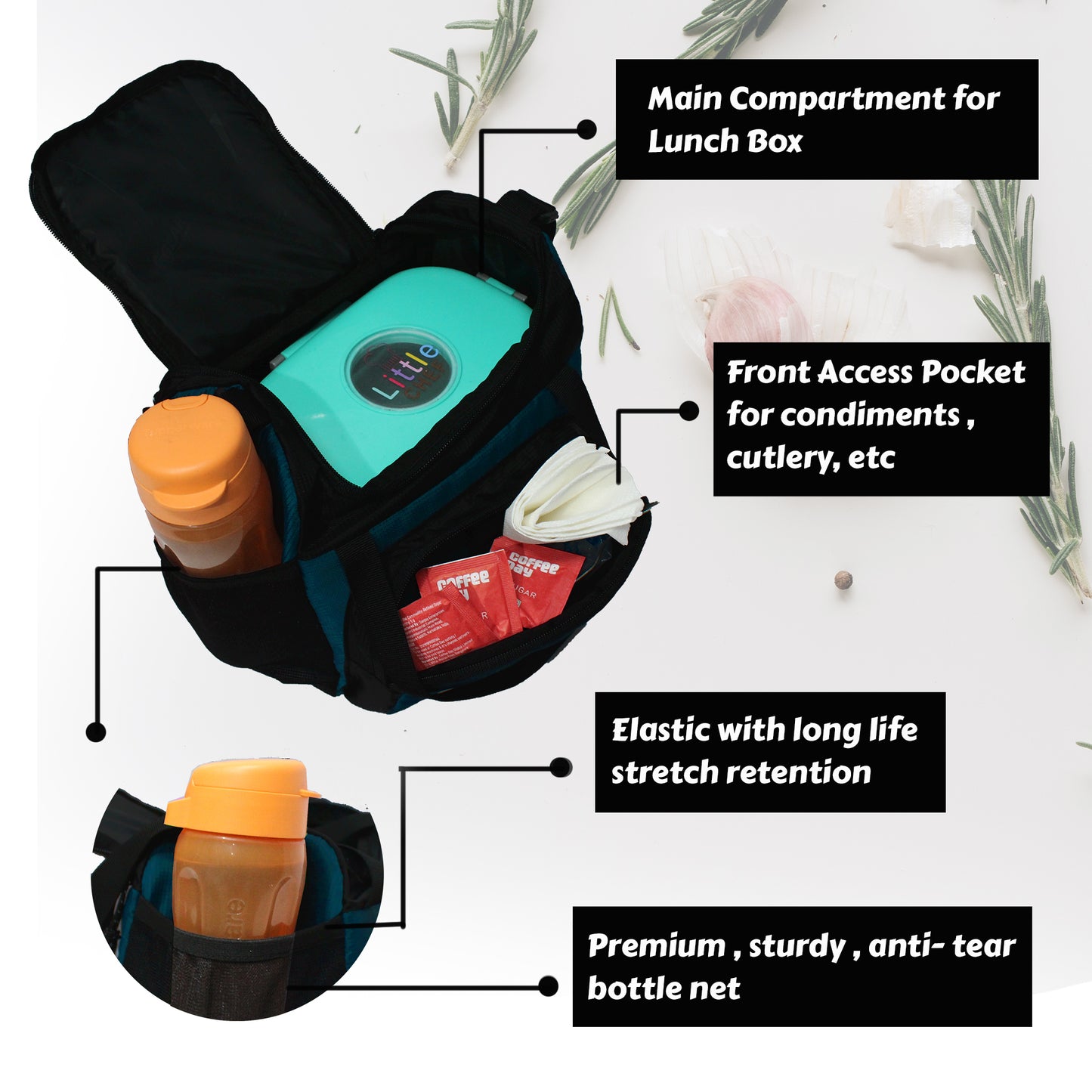 Yolo 6L Marine Blue Black Lunch Bag