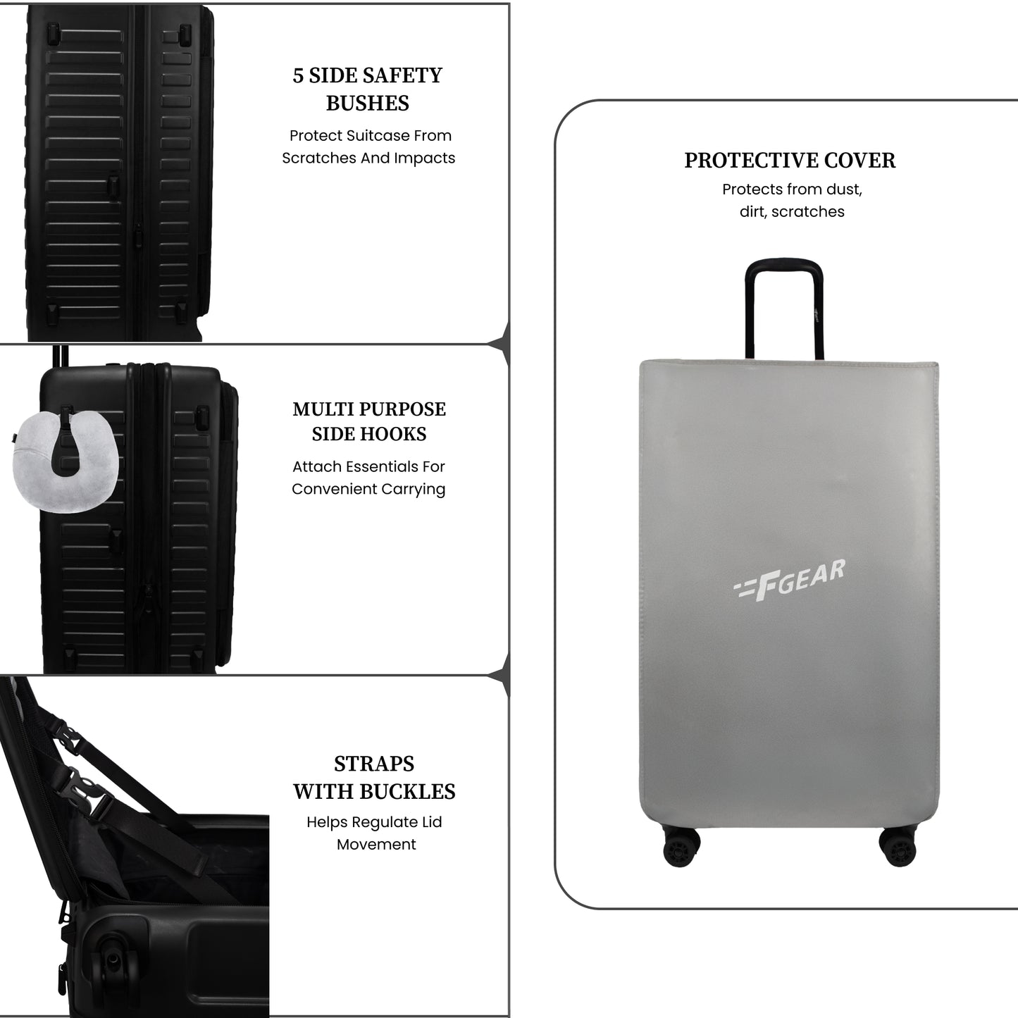 Windsor Black Set of 3 Suitcases