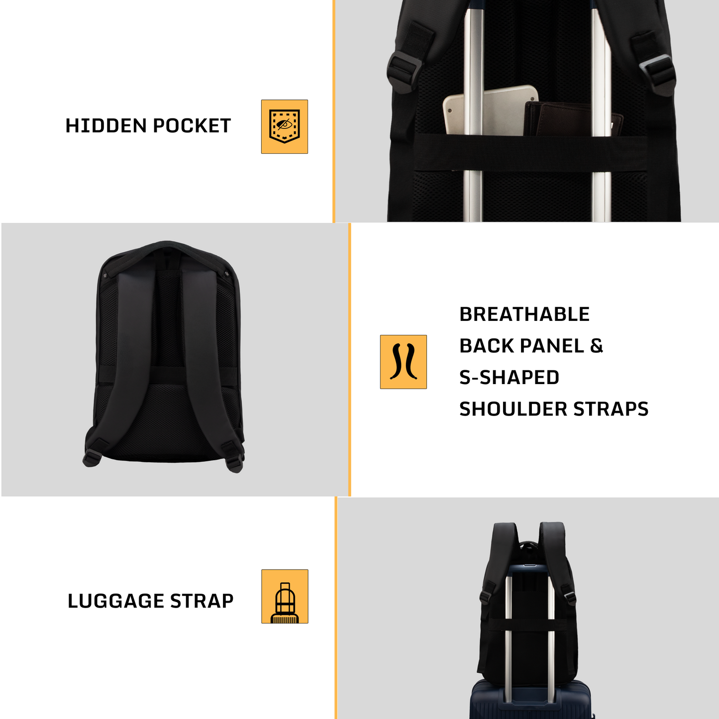 Spark 30L Black Tech Laptop Backpack
