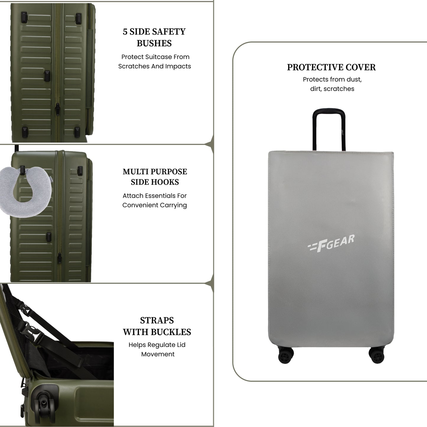 Windsor Army Green Set of 3 Suitcases