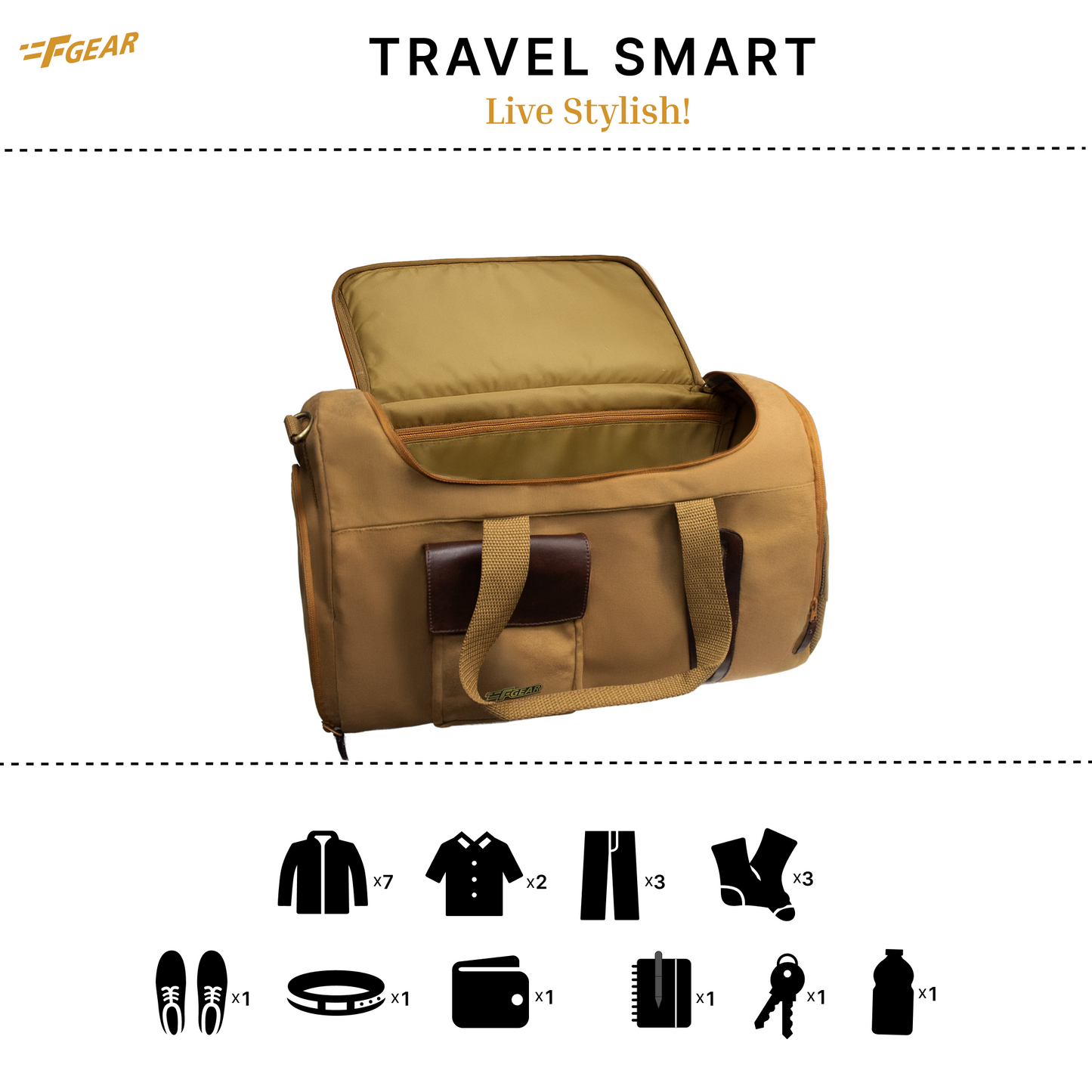 Cairo 38L Canvas Khaki Duffle Bag