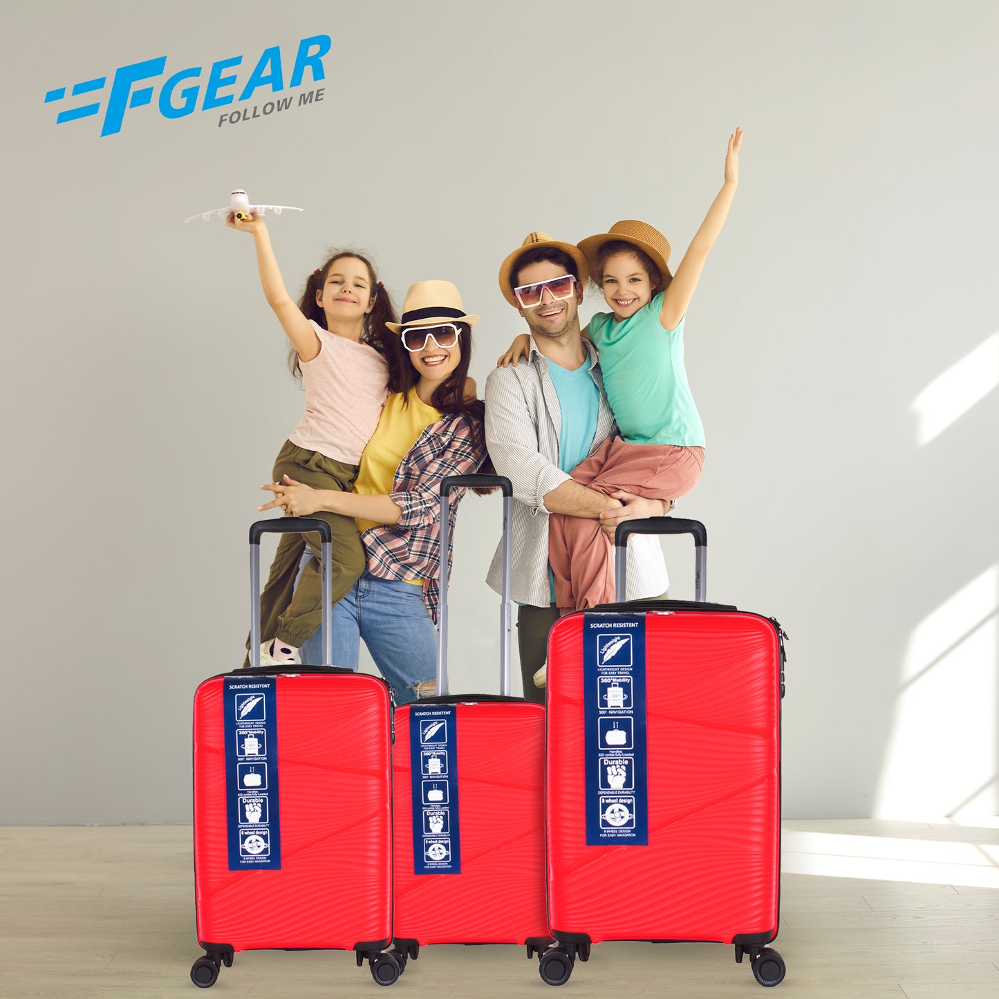 Joy PP008 Red Suitcase Set of 3