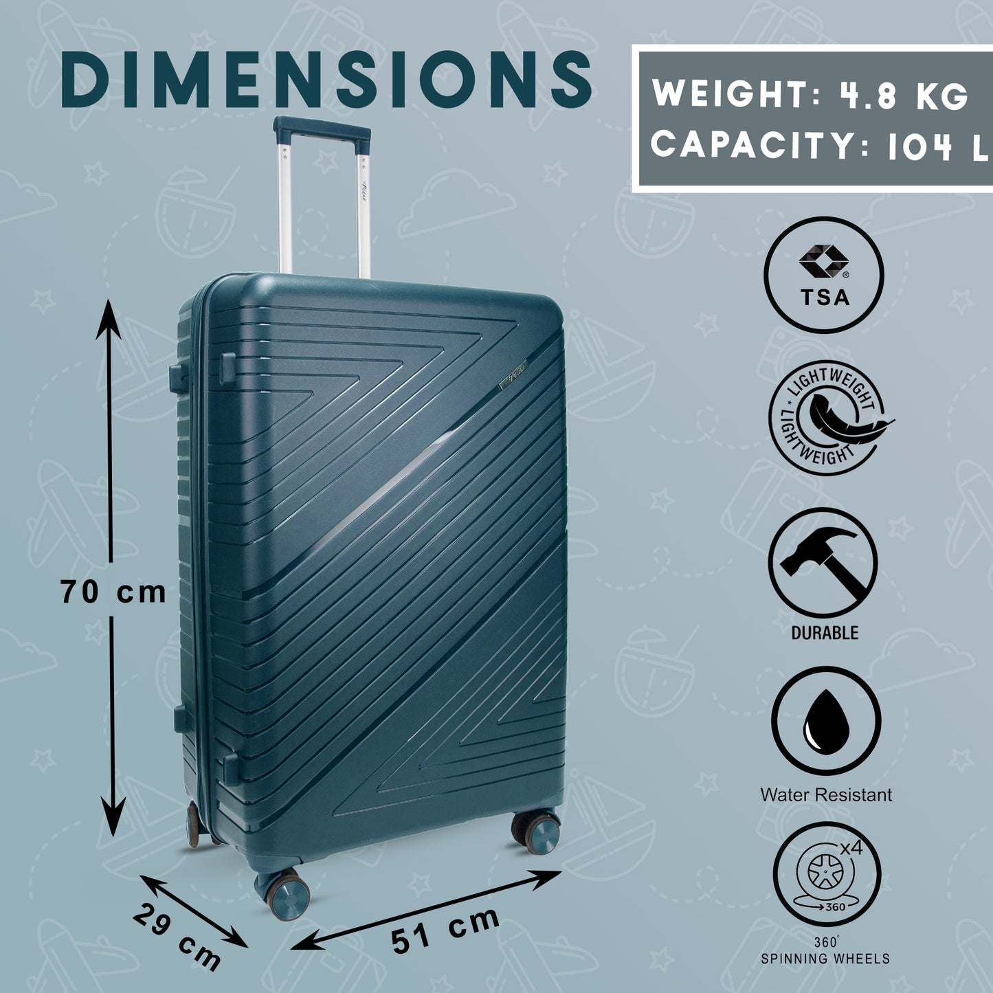 Aegis 30" Prussian Blue Check-in Large Suitcase