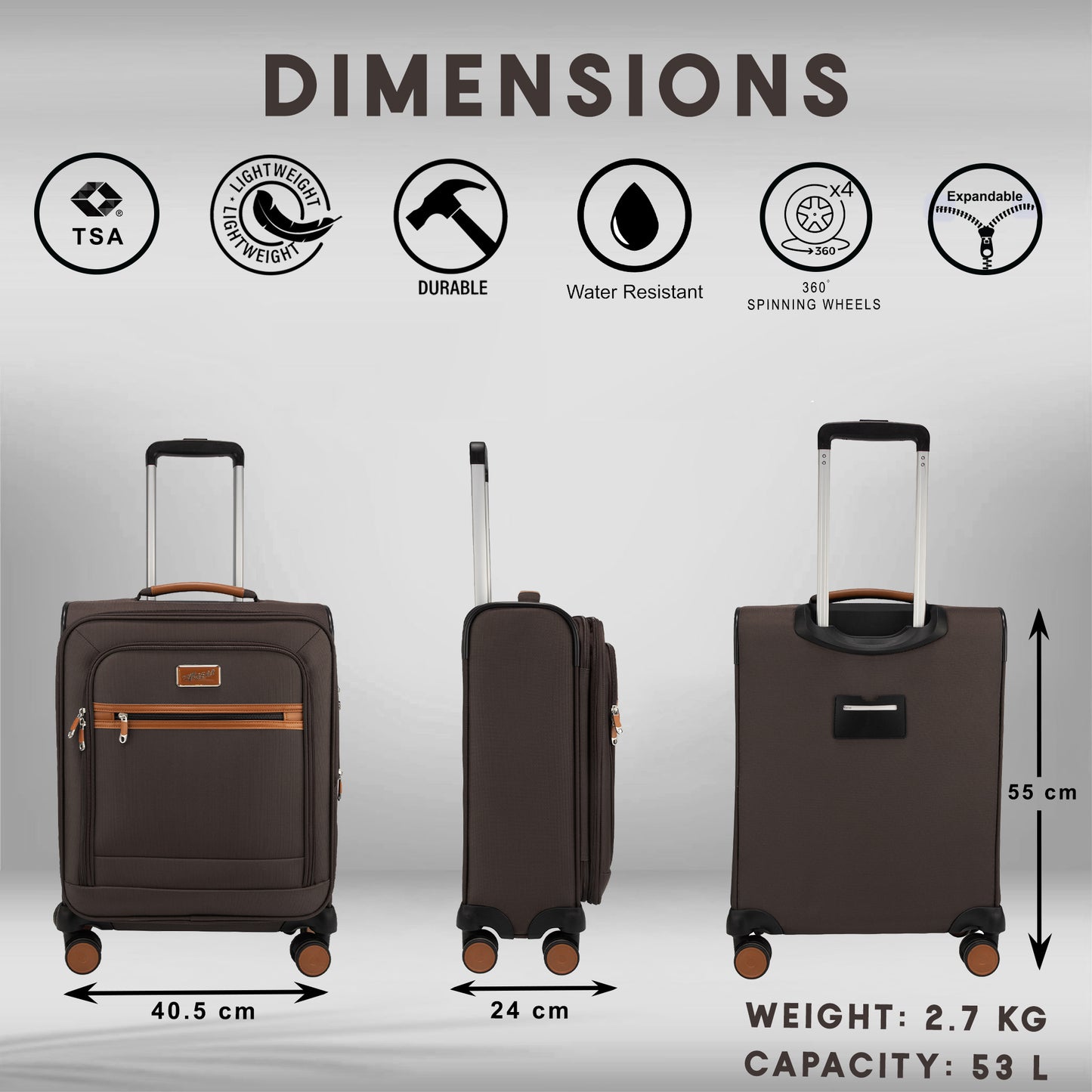 SoftAir Small Grey Cabin Suitcase