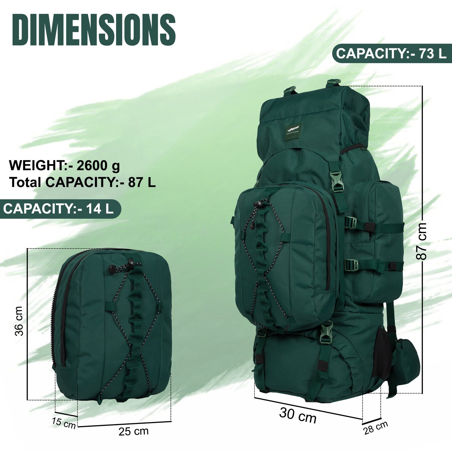 Levante 87L Spruce Green Rucksack