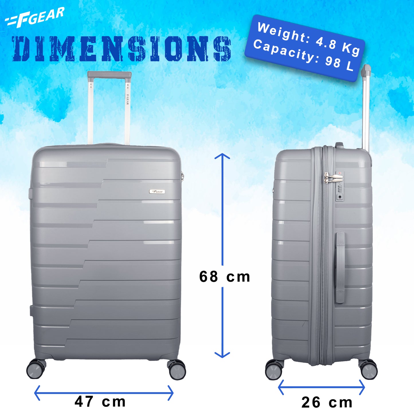 Bastion 28" Light Grey Expandable Large Check-in Suitcase