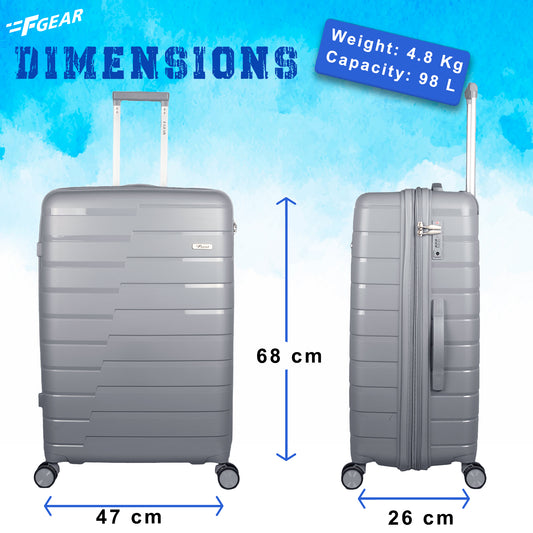 Bastion 28" Light Grey Expandable Large Check-in Suitcase