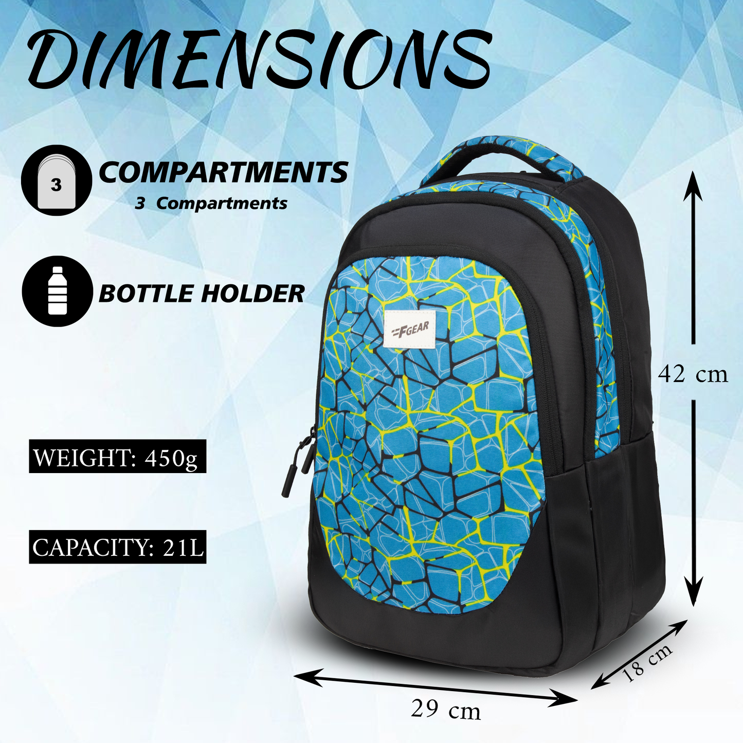 Panya 21L Black Blue Nested Backpack
