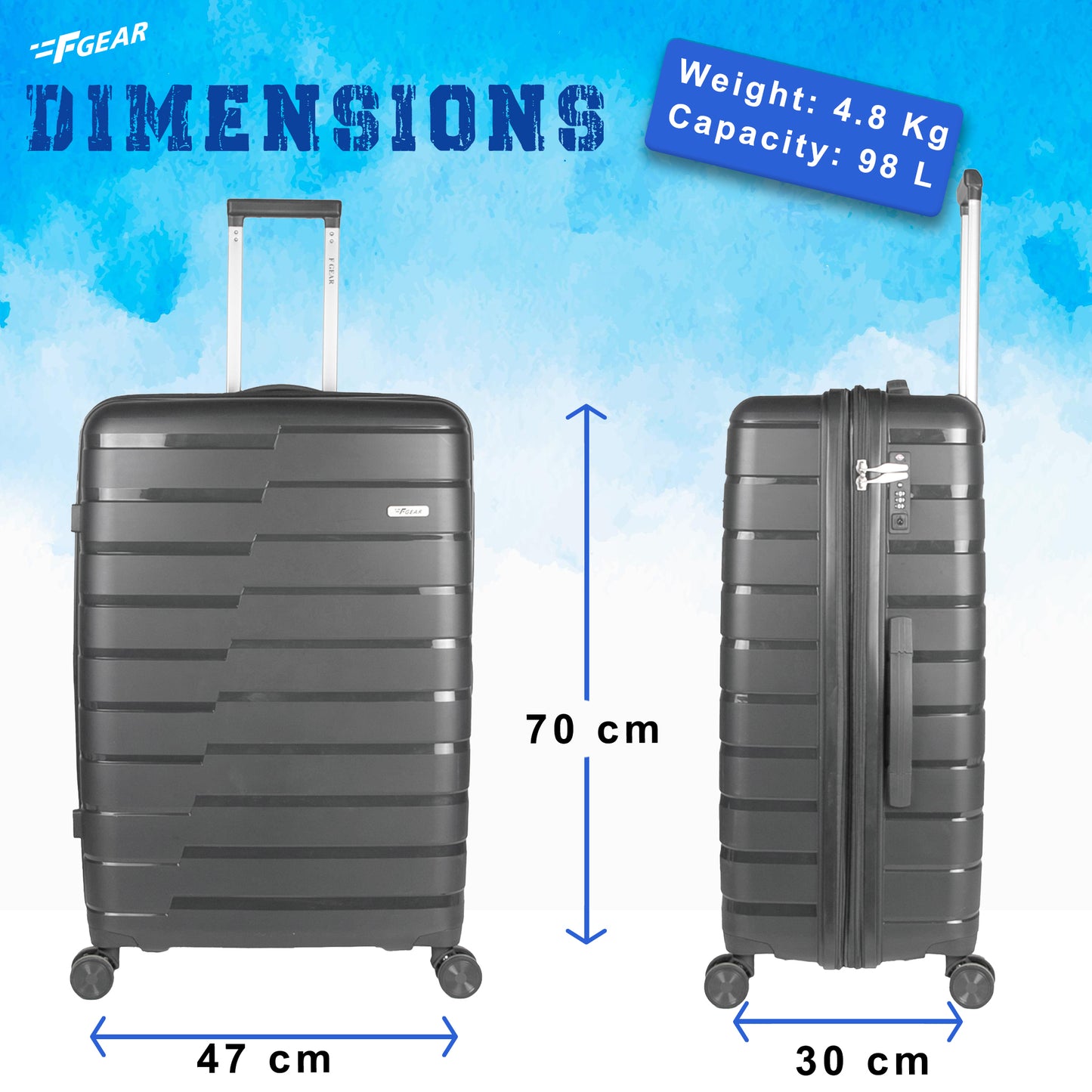 Bastion 28" Dark Grey Expandable Large Check-in Suitcase