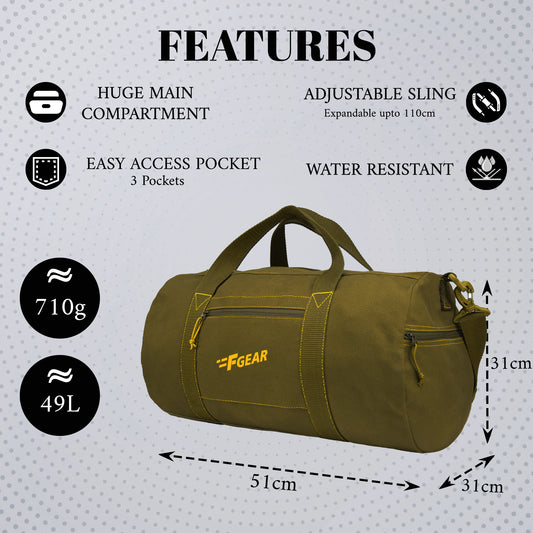 Sergeant 49L Canvas Olive Travel Duffle