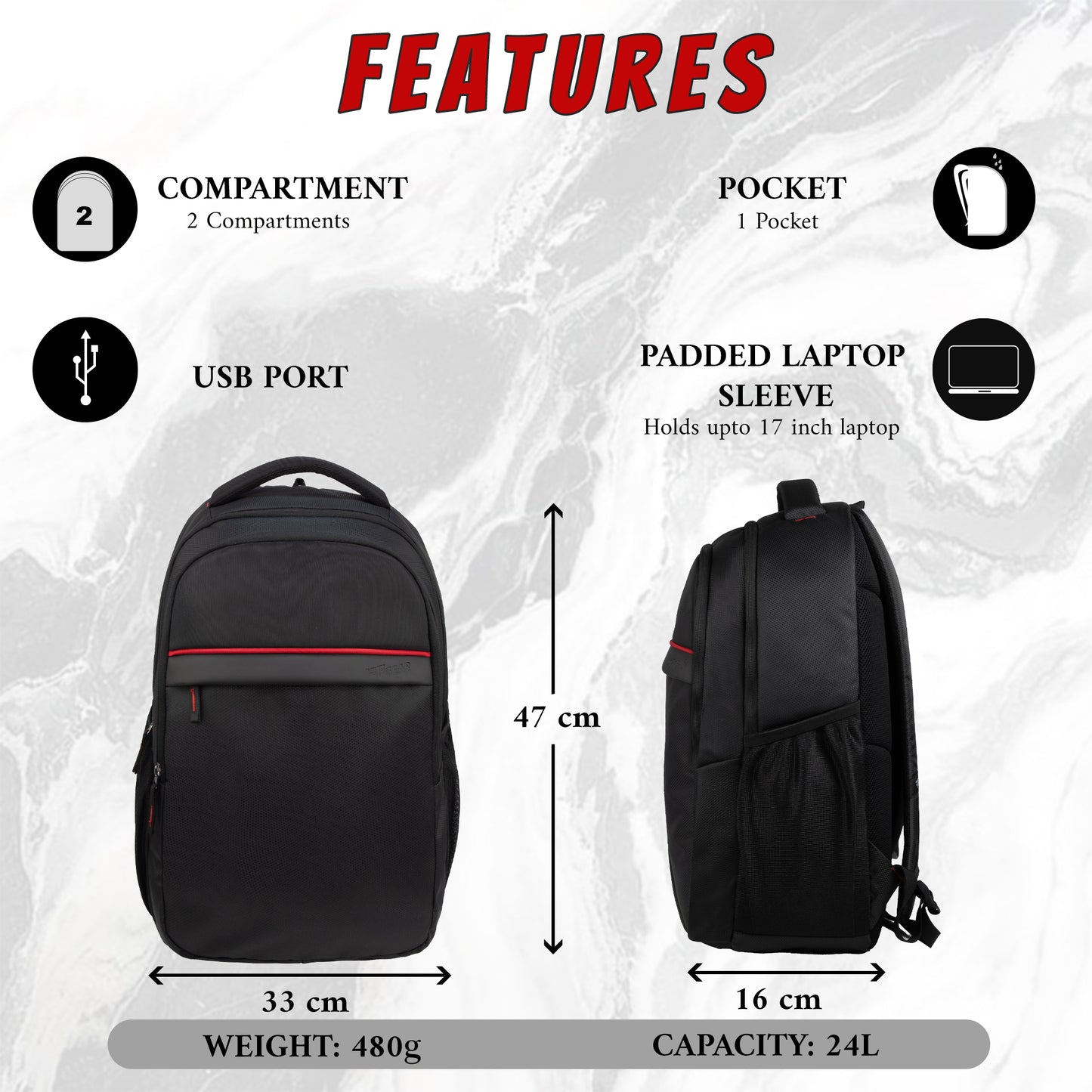 Omni 24L Black Laptop Backpack