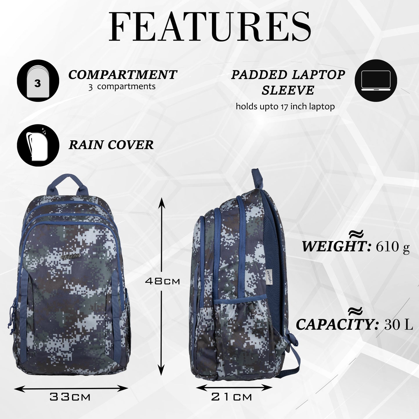 Military Raider 30L Marpat Navy Digital Camo Backpack with Rain Cover