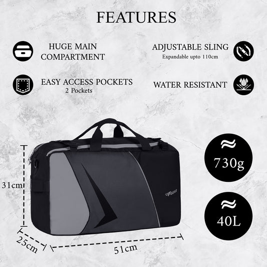 Marco 40 L Grey Black Duffle Bag
