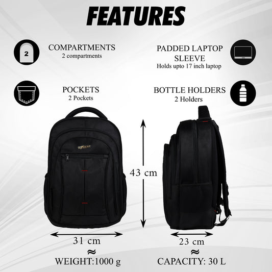 Royal 30L Black Laptop Backpack