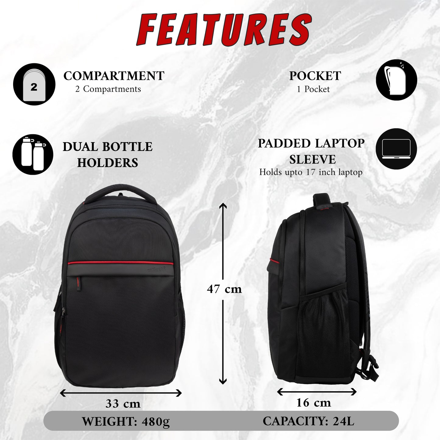 Omni 24L Black Laptop Backpack