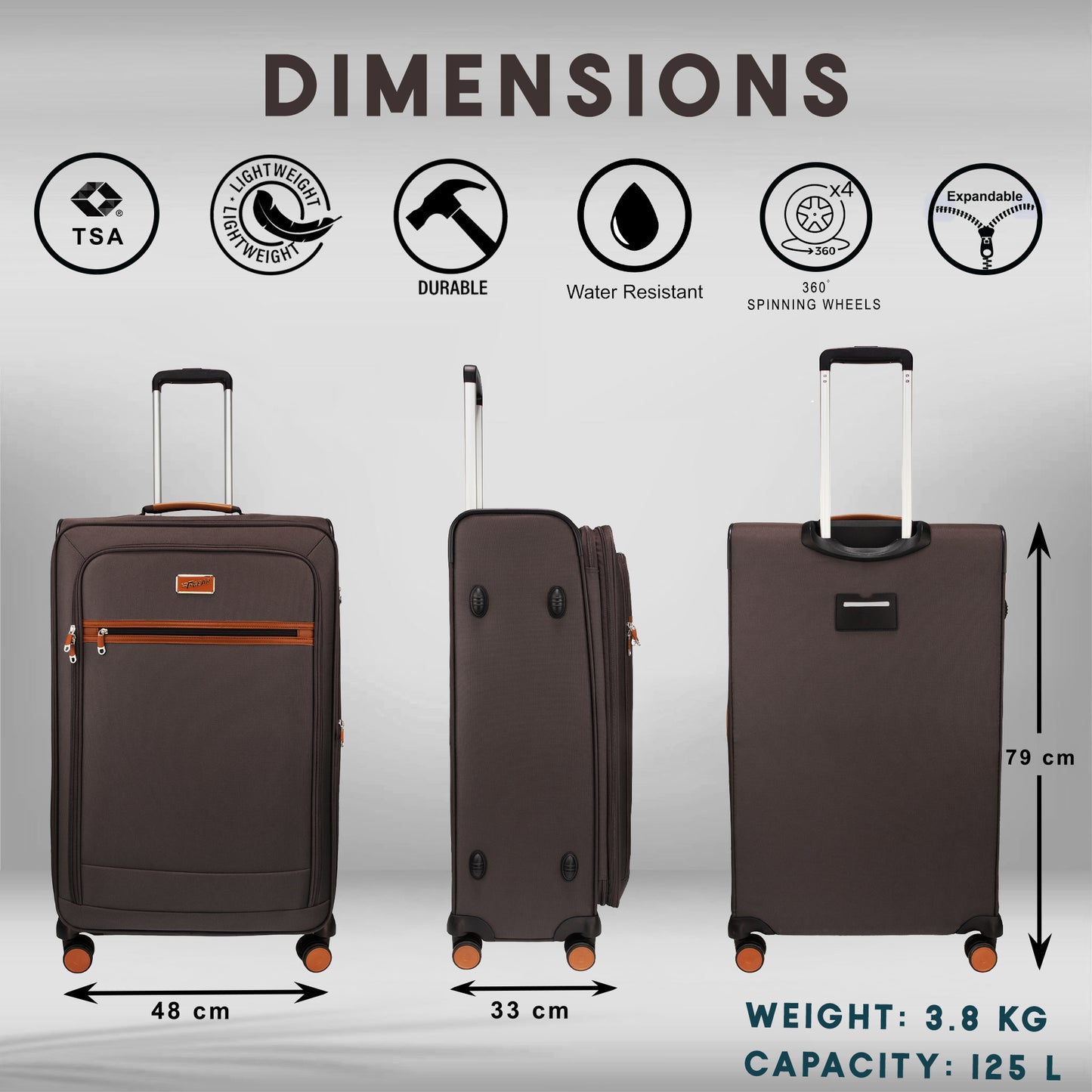 SoftAir Large Grey Check-in Suitcase