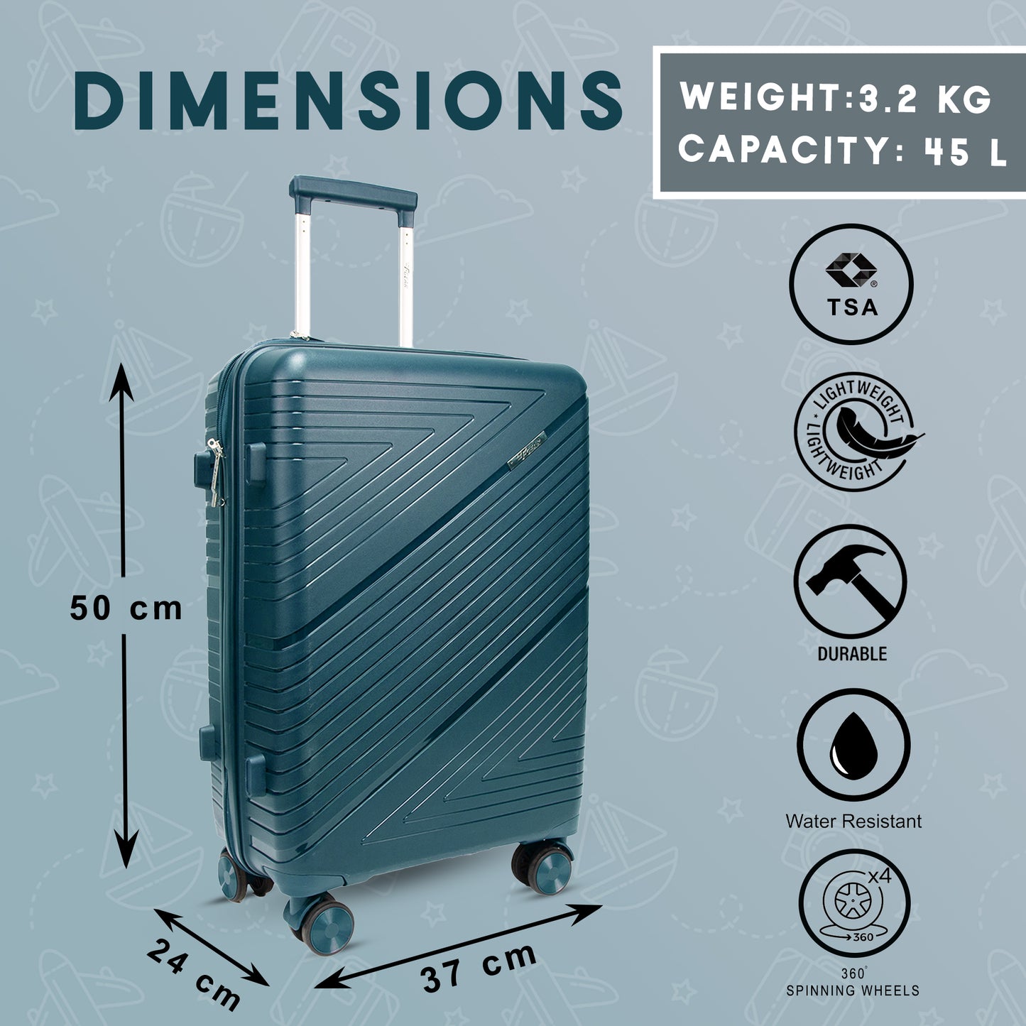 Aegis 22" Prussian Blue Cabin Small Suitcase