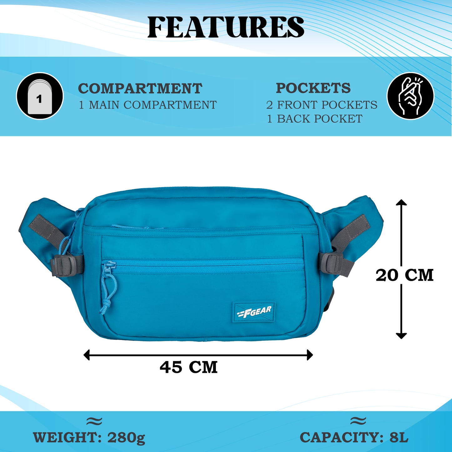 Wagner Azure blue 8L Waist Pouch