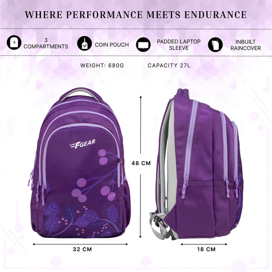 Century Dark Purple 27L Laptop with Raincover
