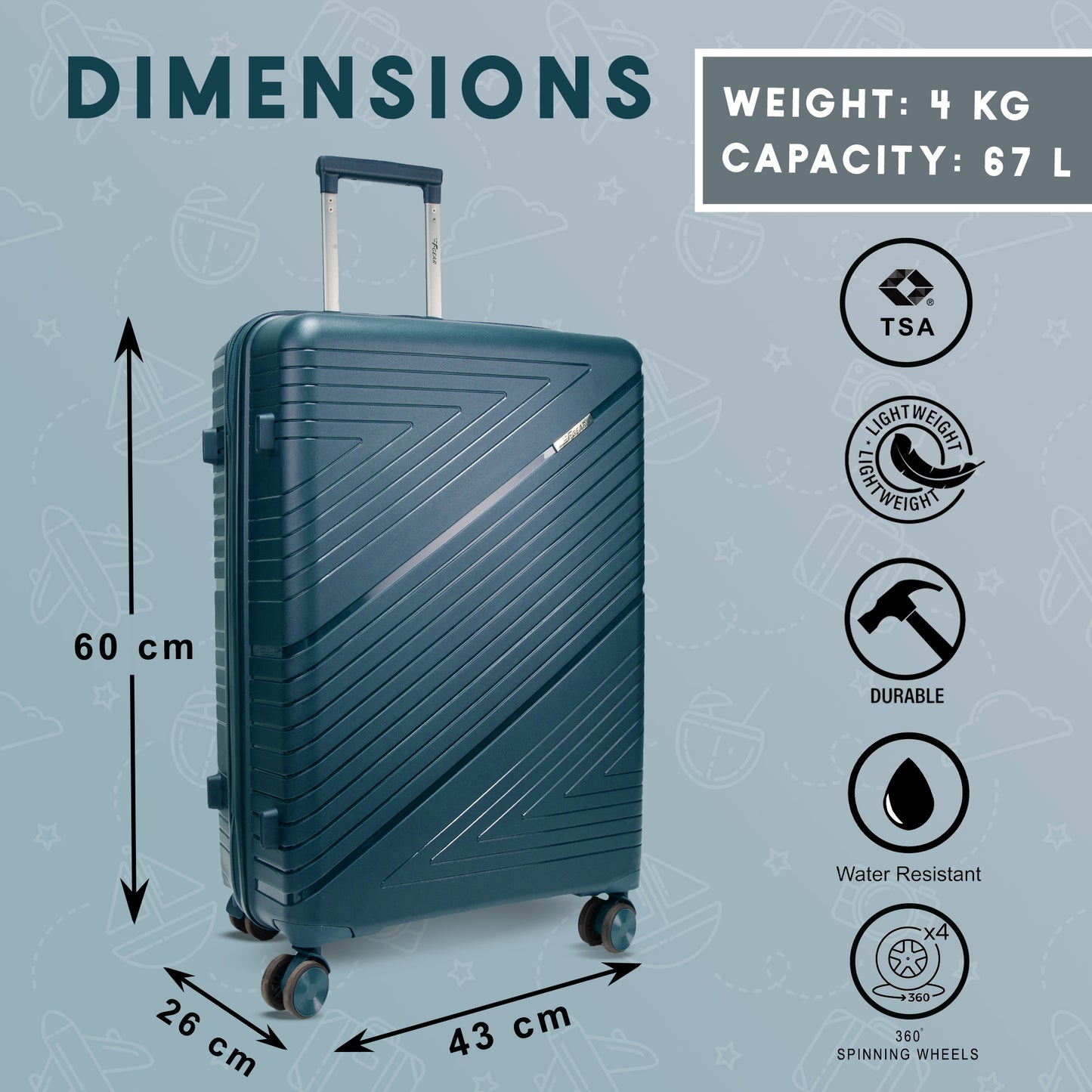 Aegis 26" Prussian Blue Check-in Medium Suitcase
