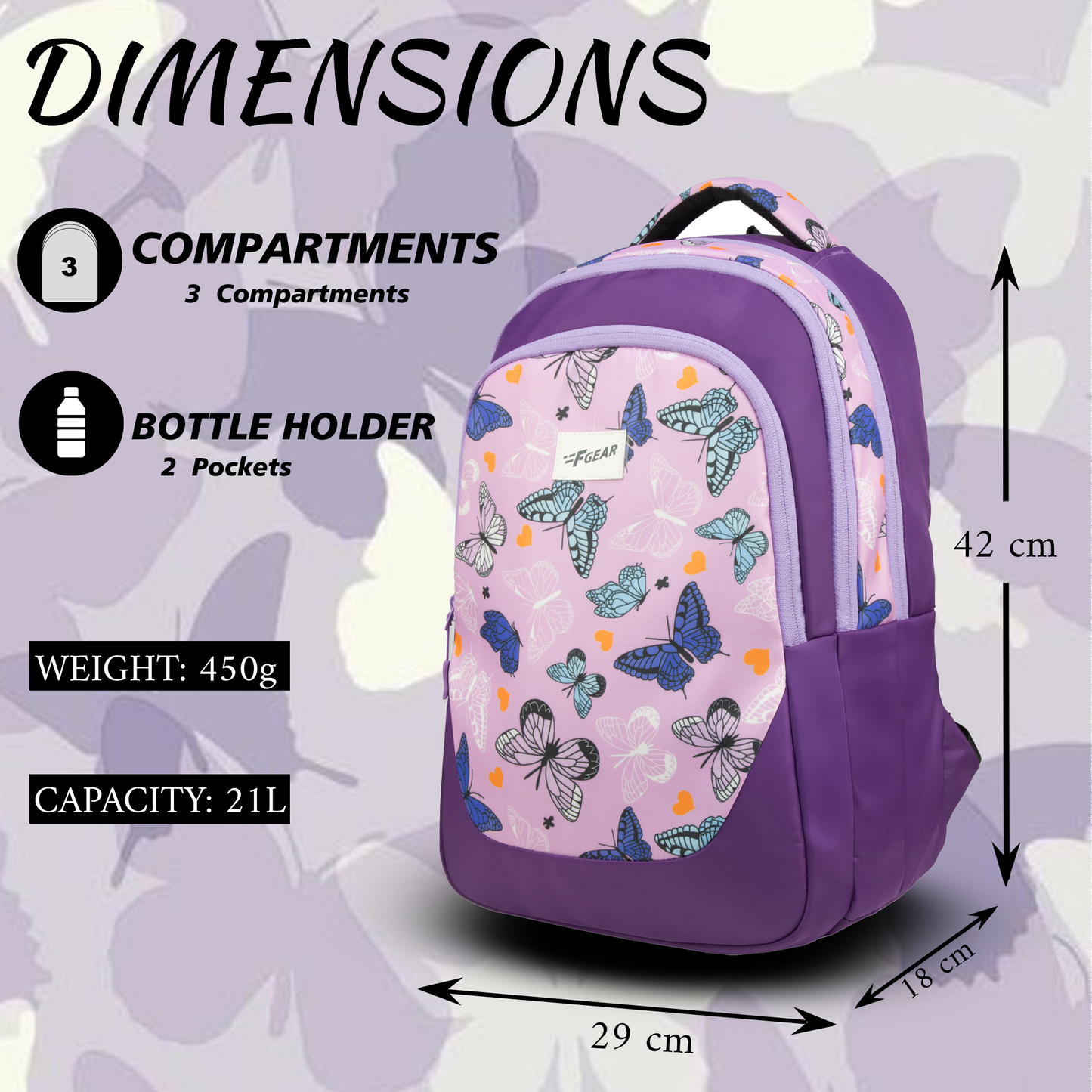 Panya 21L Dark Purple Lavender Papilio Backpack