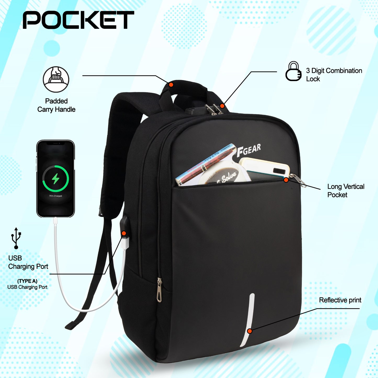 Omega 25L Black Laptop Backpack
