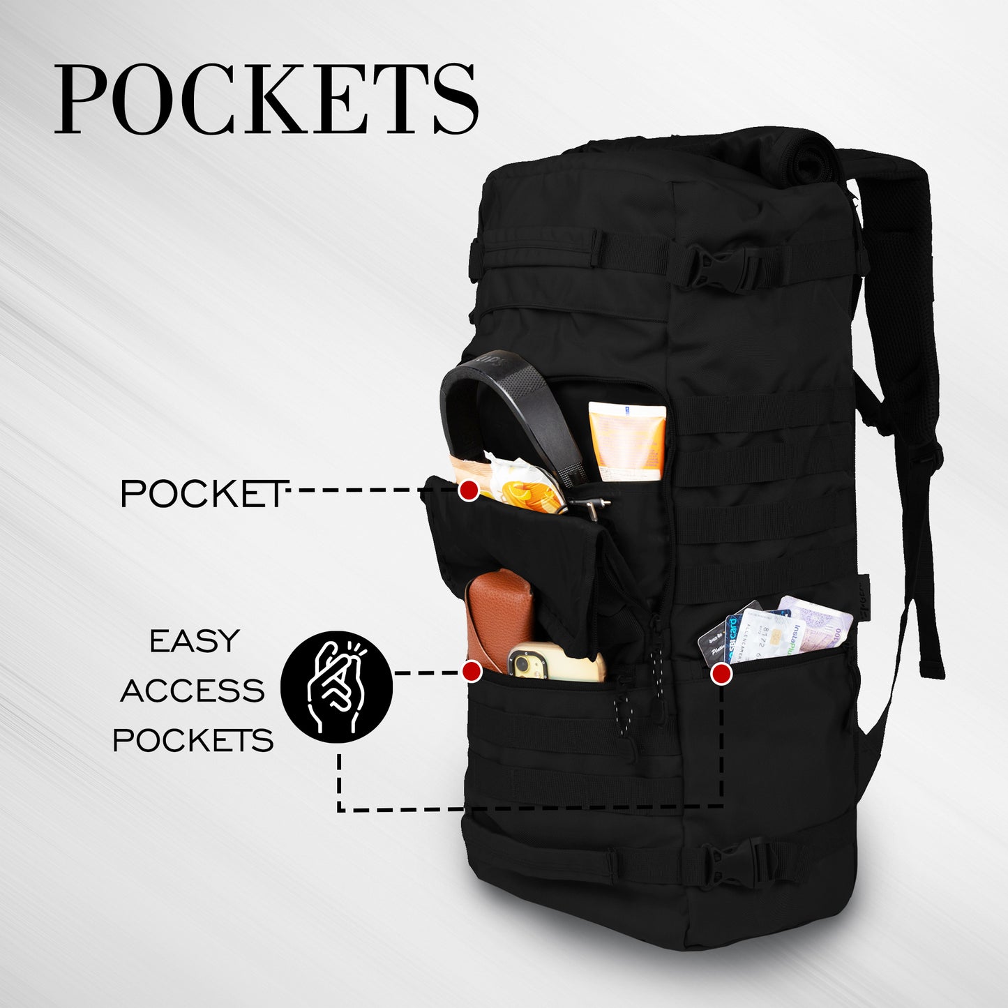 Military Garrison 36L Black Rucksack