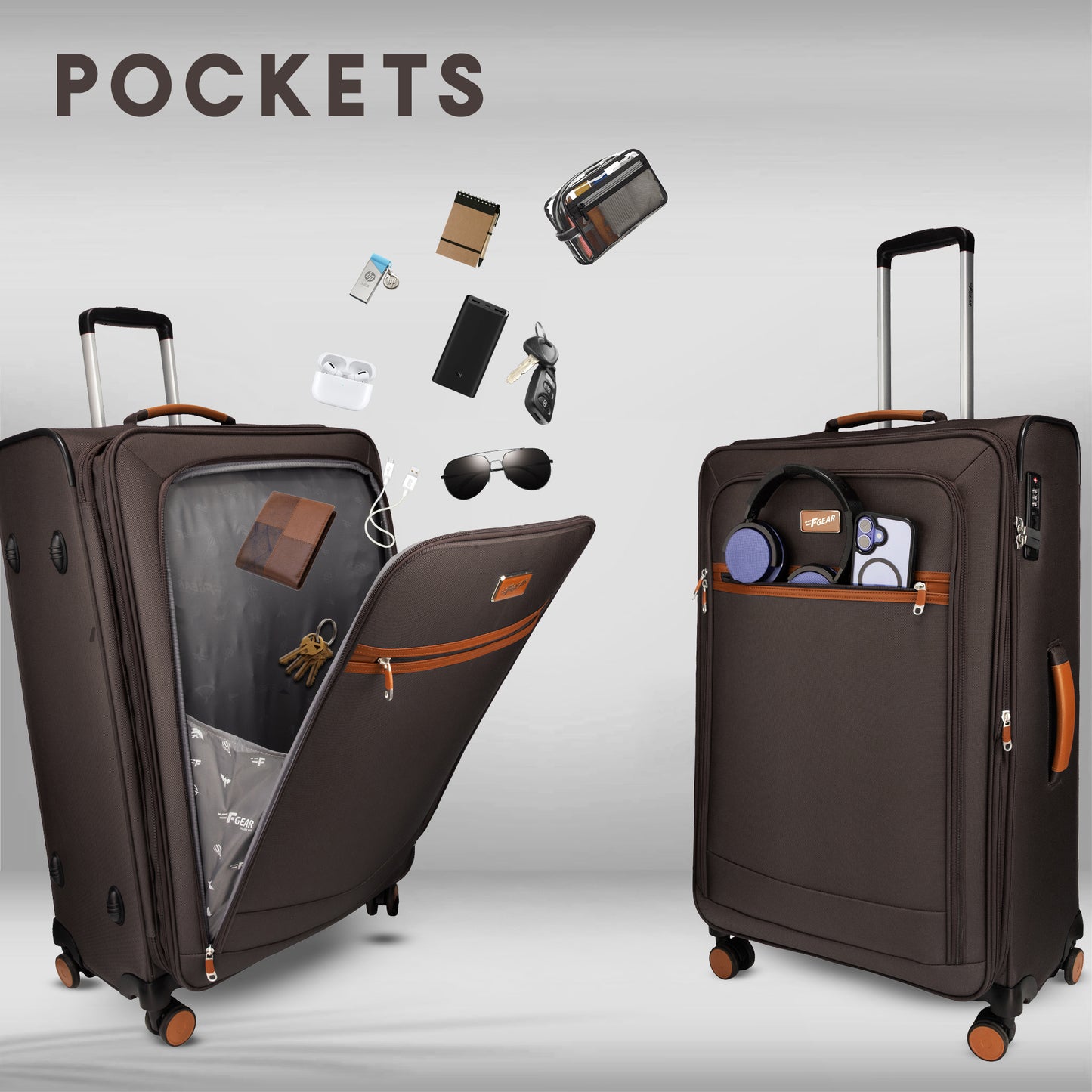 SoftAir Large Grey Check-in Suitcase