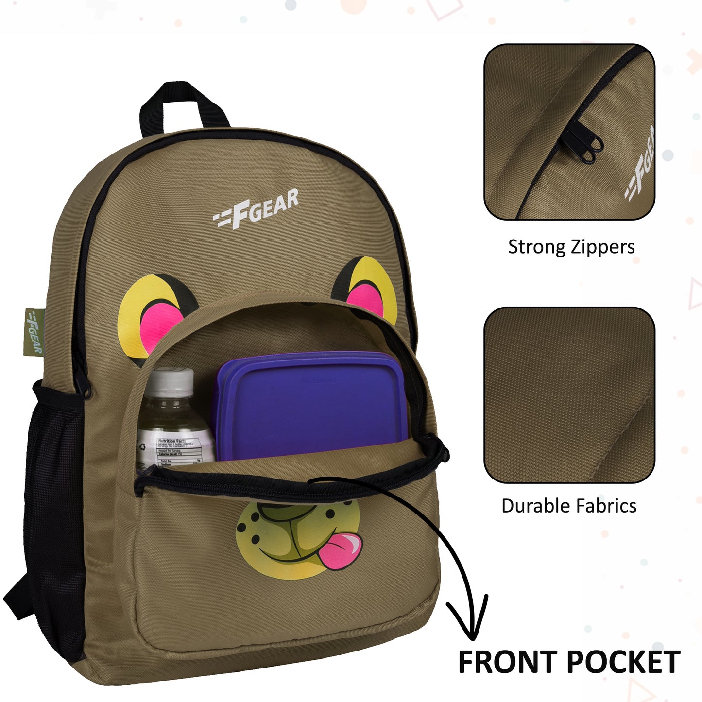 Ziggy 13L Khaki Say Cheese Kids Backpack