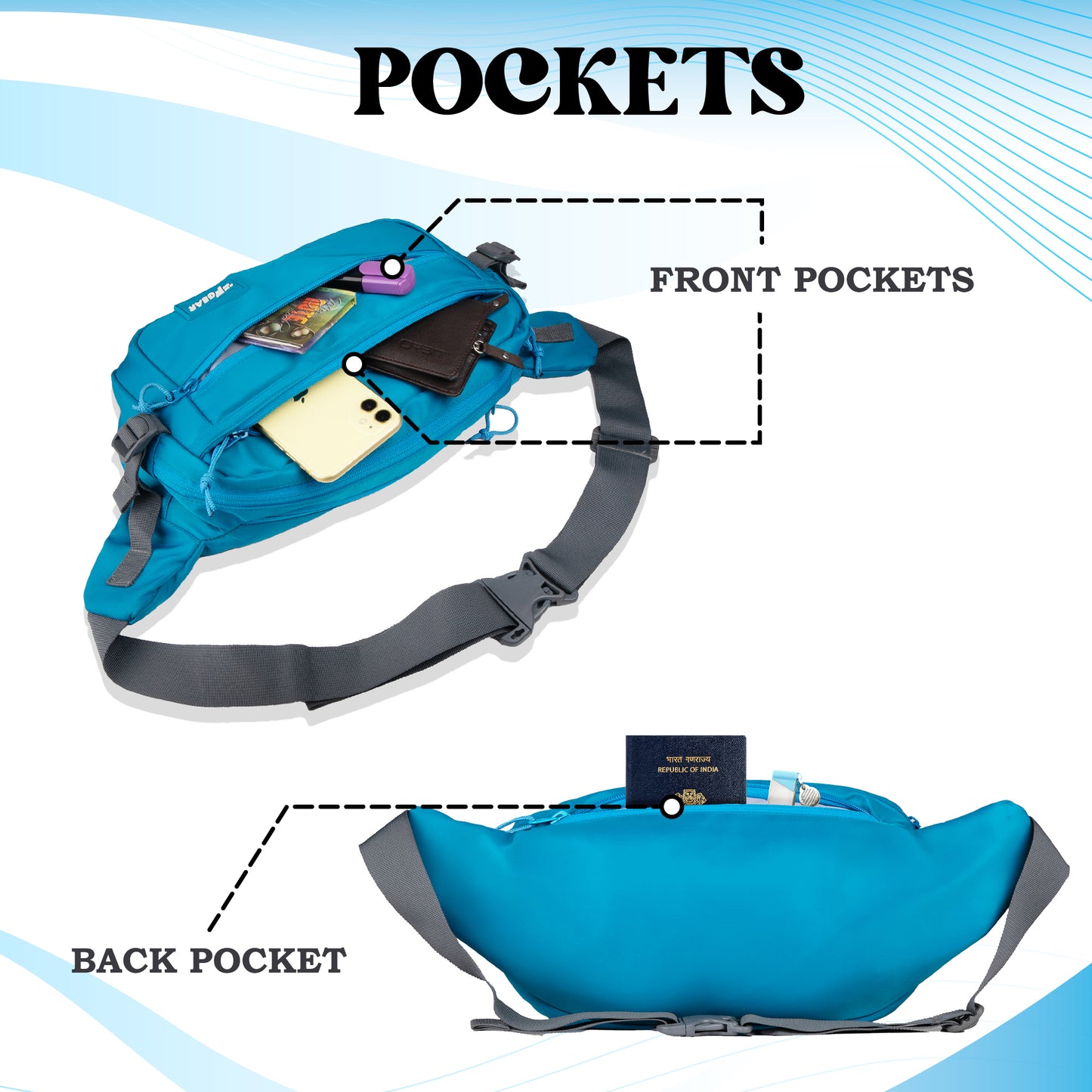 Wagner Azure blue 8L Waist Pouch