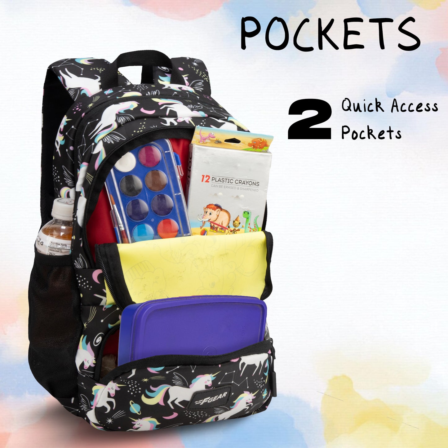 Colour Buddy 12L Black Unicorn Backpack