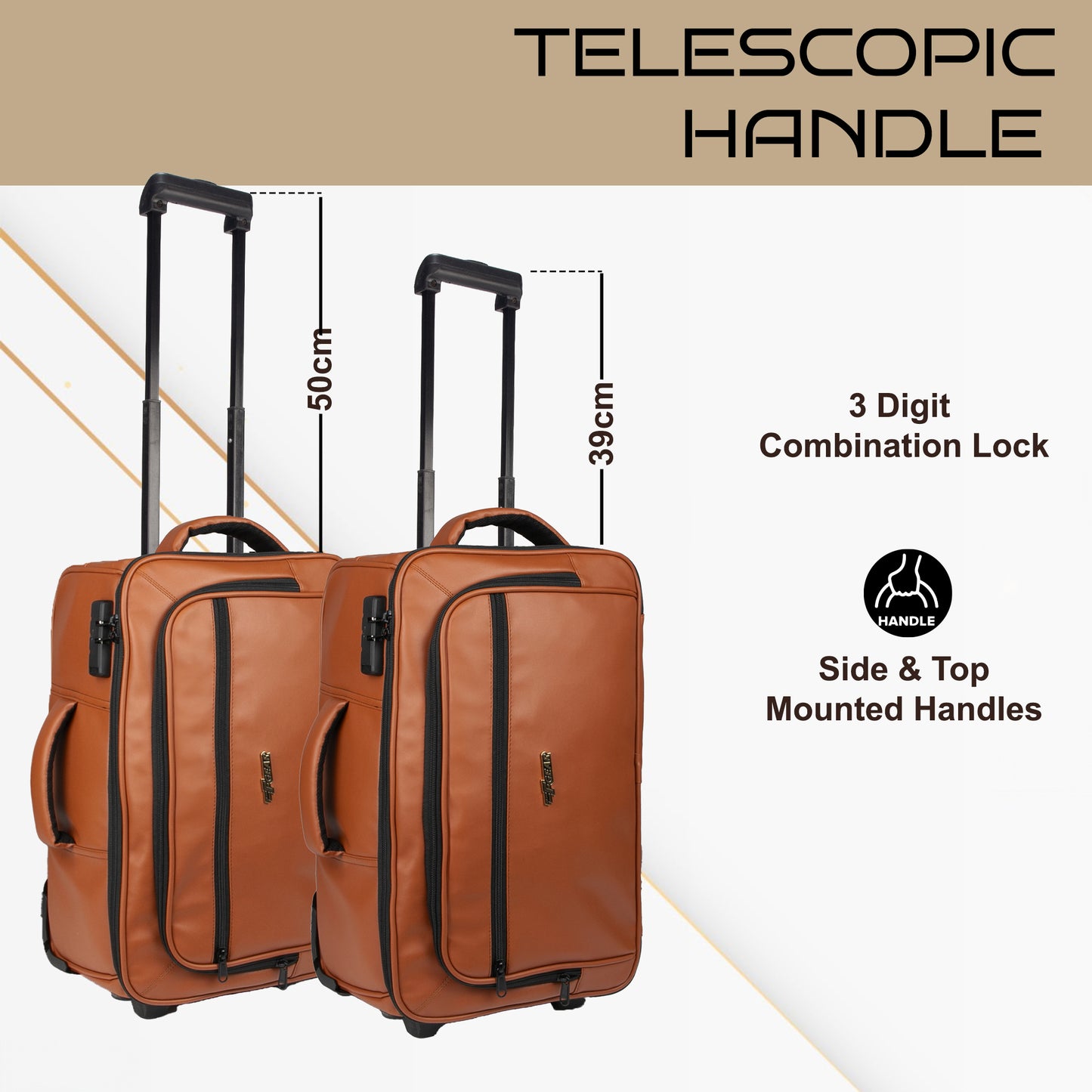 Marshal 22L Chestnut Art Leather Overnighter Pilot Laptop Trolley Case