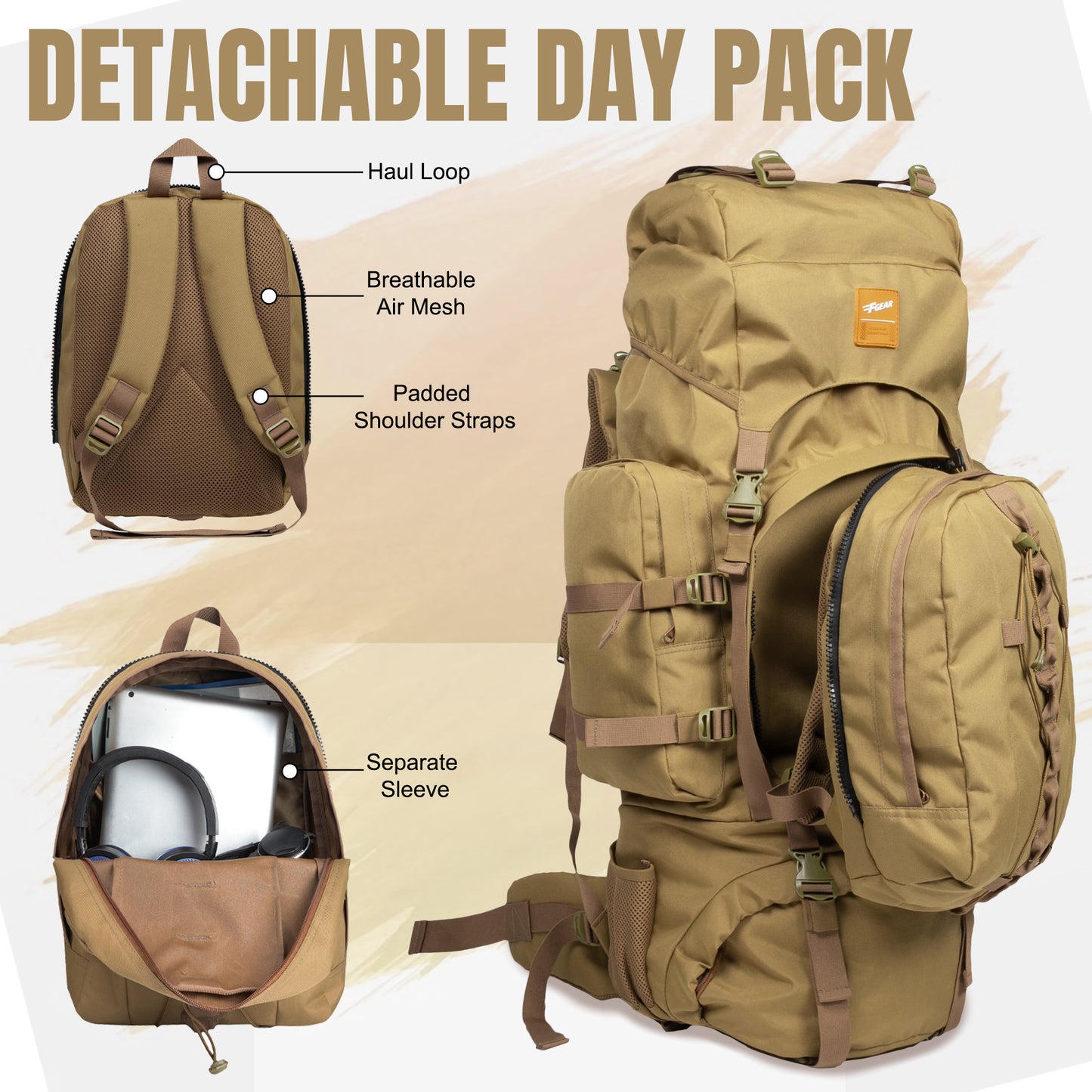 Levante 87L Khaki Rucksack