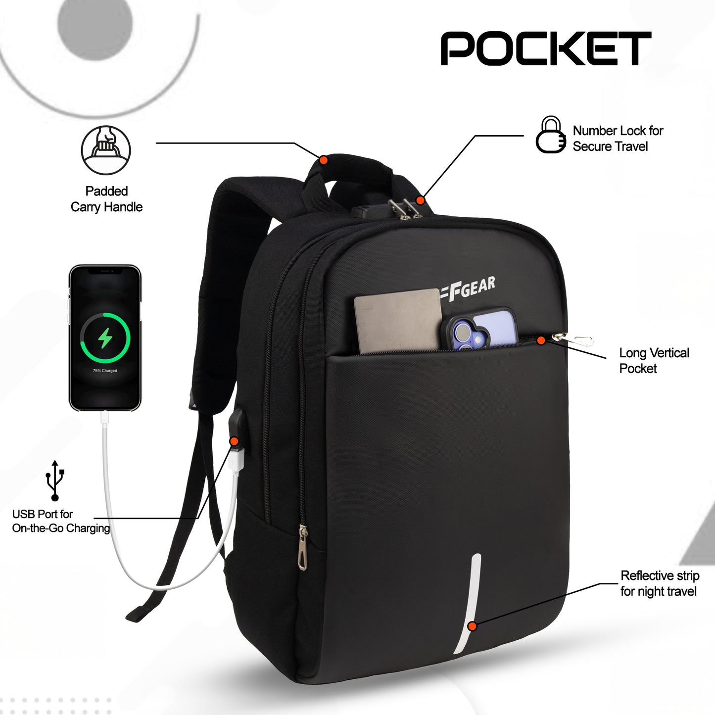 Omega 25L Black Laptop Backpack