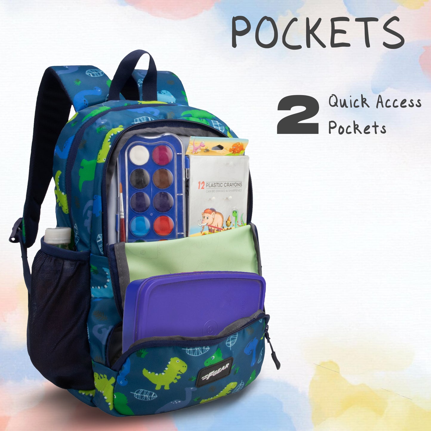 Colour Buddy 12L Navy Blue Dino Backpack