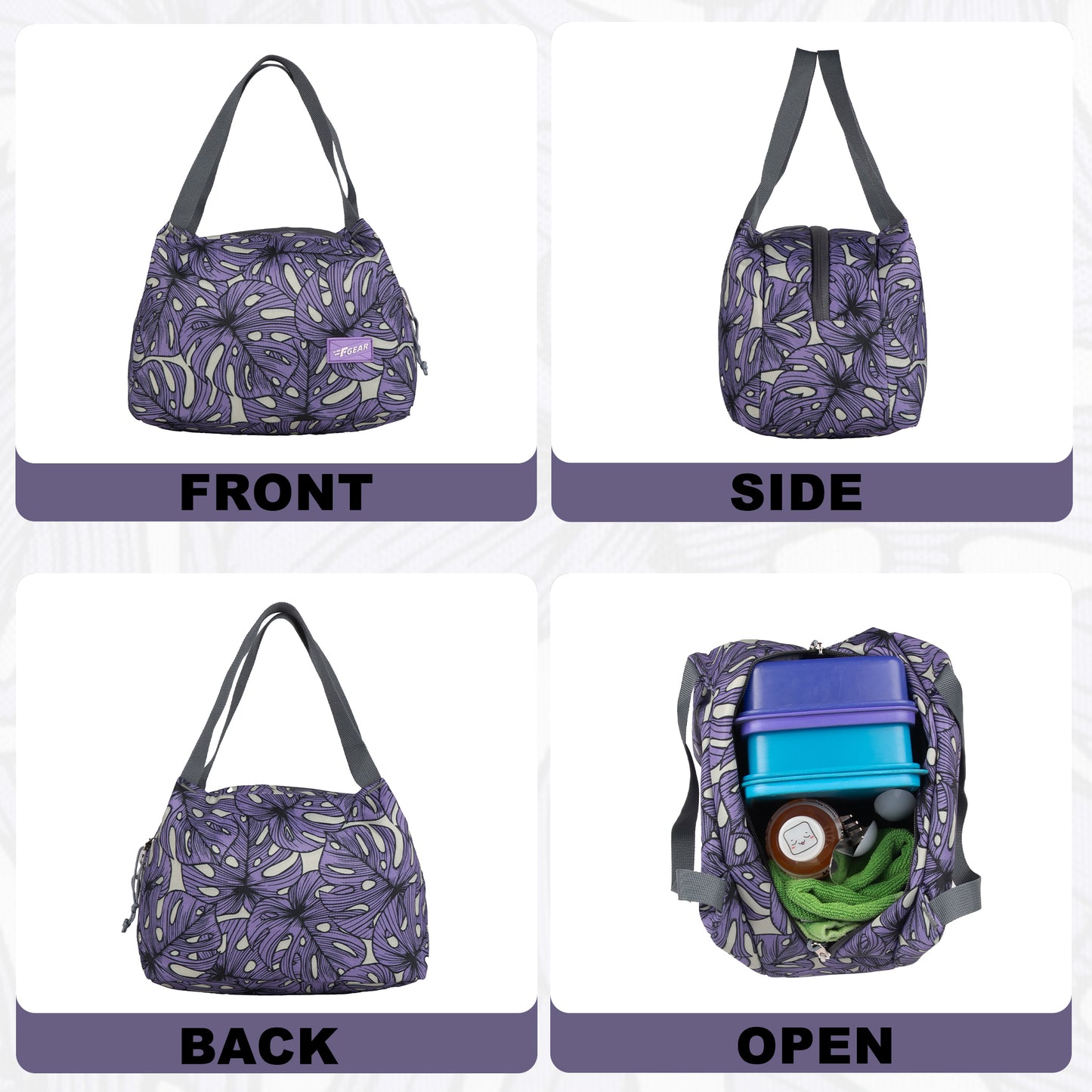 Tidbit 6L Palm Lavender Black Lunch bag