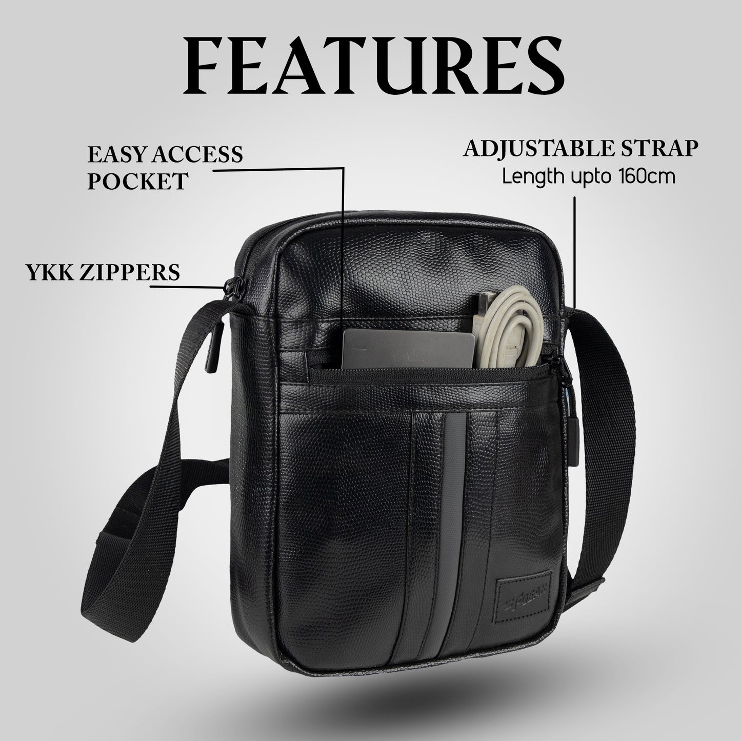 Zeinith Black 3L Sling Bag